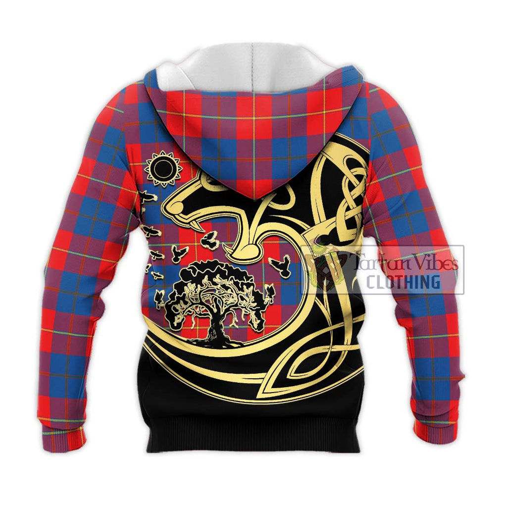 Blane Tartan Knitted Hoodie with Family Crest Celtic Wolf Style - Tartan Vibes Clothing