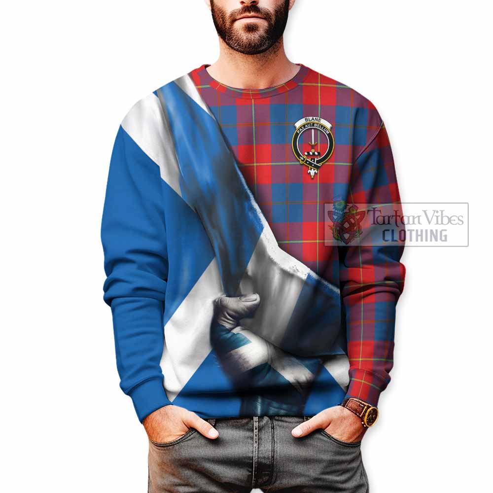 Tartan Vibes Clothing Blane Tartan Sweatshirt with Family Crest Scotland Patriotic Style