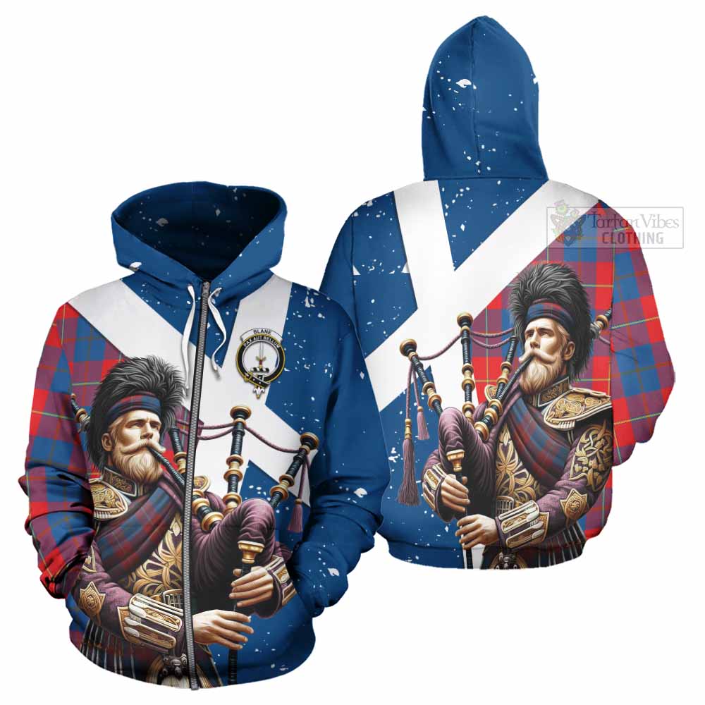 Tartan Vibes Clothing Blane Tartan Hoodie with Family Crest Scottish Bagpiper Vibes