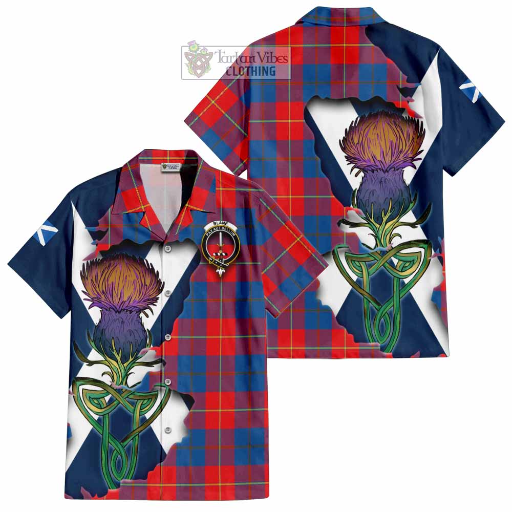 Blane Tartan Family Crest Hawaiian Shirt Scottish Thistle Celtic Inspired - Tartan Vibes Clothing