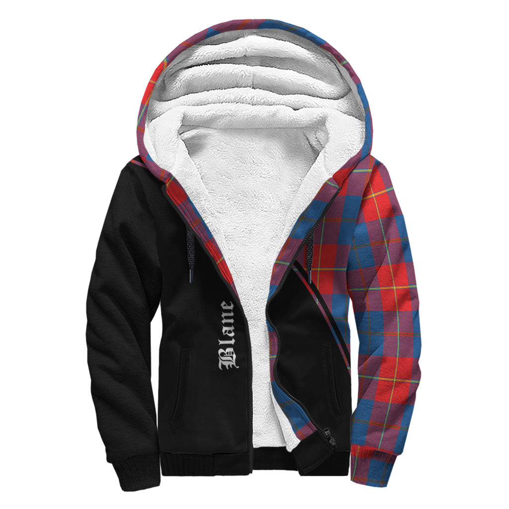 Blane Tartan Sherpa Hoodie with Family Crest Curve Style - Tartanvibesclothing