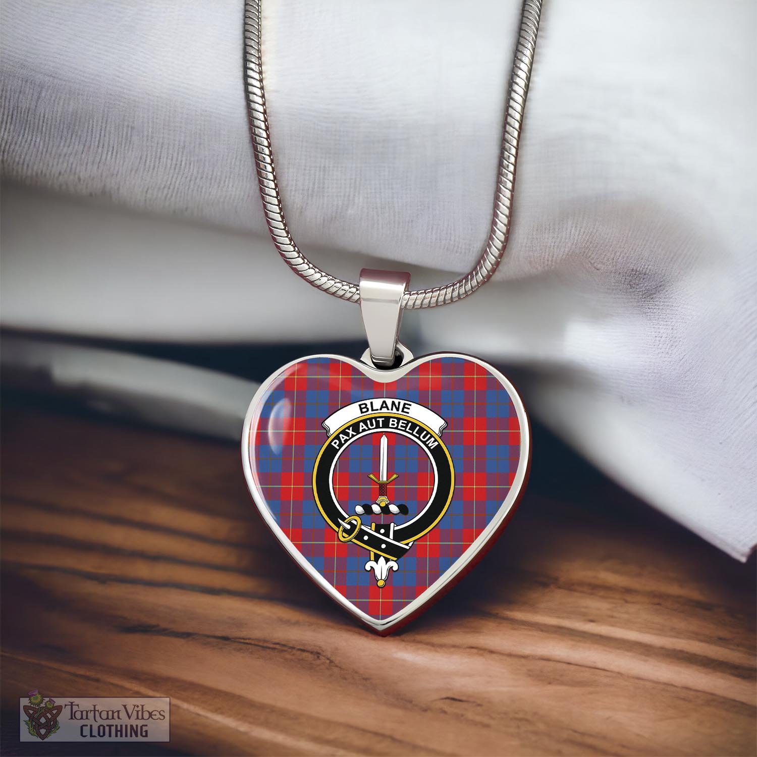 Tartan Vibes Clothing Blane Tartan Heart Necklace with Family Crest