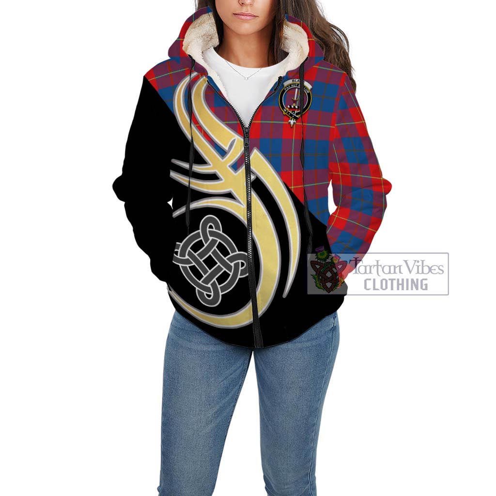 Blane Tartan Sherpa Hoodie with Family Crest and Celtic Symbol Style Unisex - Tartan Vibes Clothing