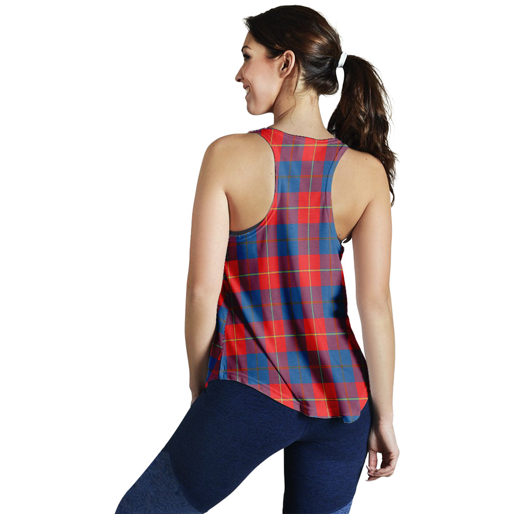 Blane Tartan Women Racerback Tanks with Family Crest - Tartanvibesclothing