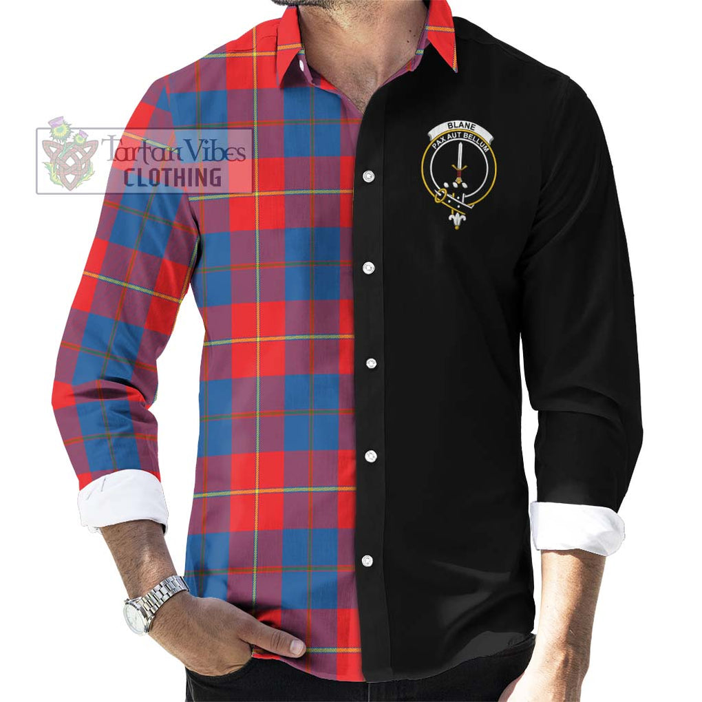 Blane Tartan Long Sleeve Button Shirt with Family Crest and Half Of Me Style - Tartanvibesclothing Shop