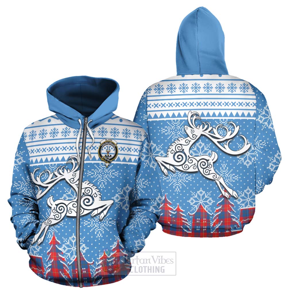 Tartan Vibes Clothing Blane Clan Christmas Hoodie Celtic Reindeer Style