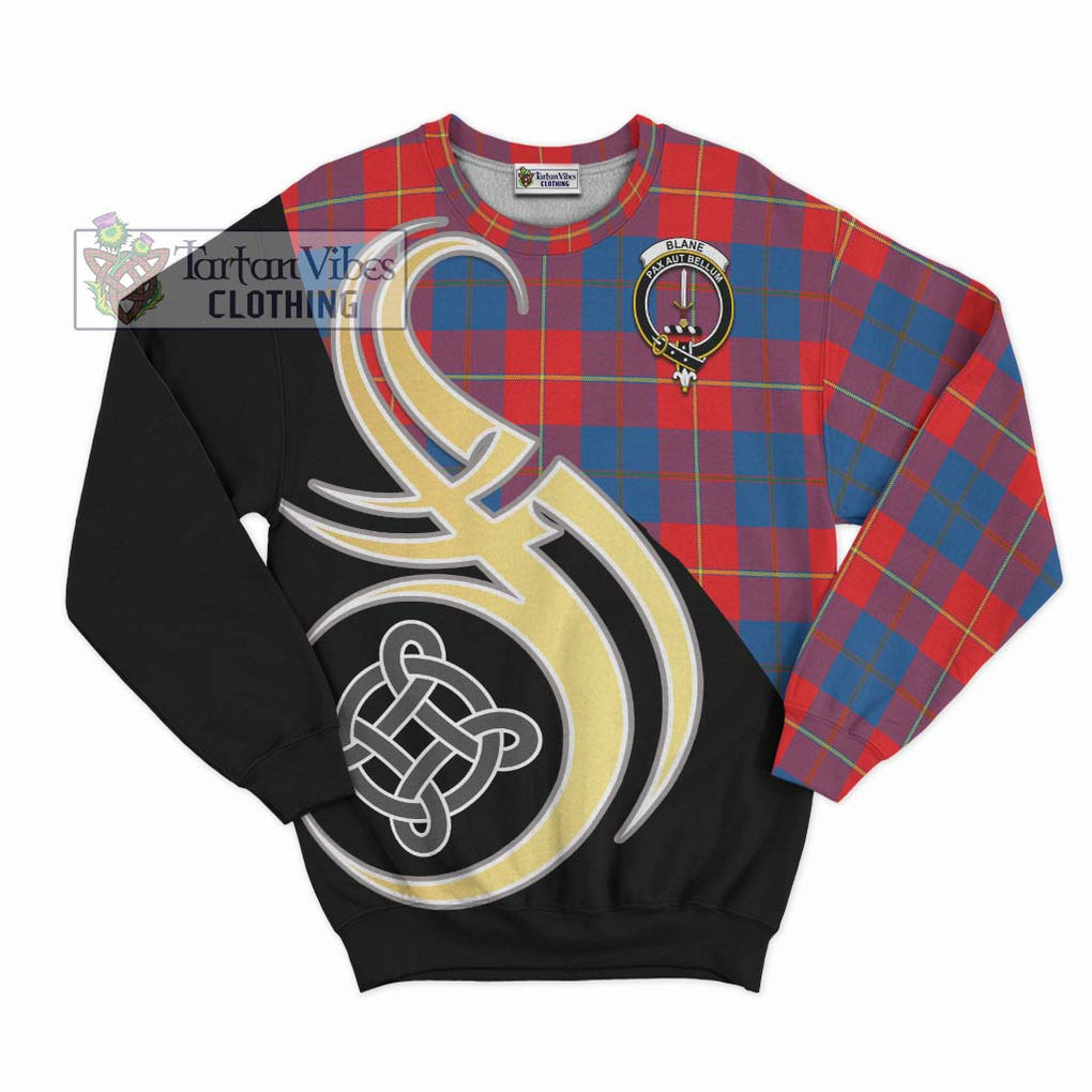 Blane Tartan Sweatshirt with Family Crest and Celtic Symbol Style - Tartan Vibes Clothing