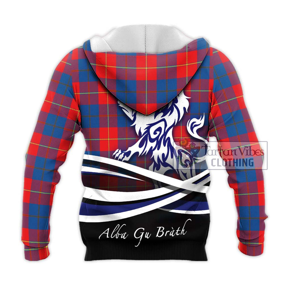 Blane Tartan Knitted Hoodie with Alba Gu Brath Regal Lion Emblem - Tartanvibesclothing Shop