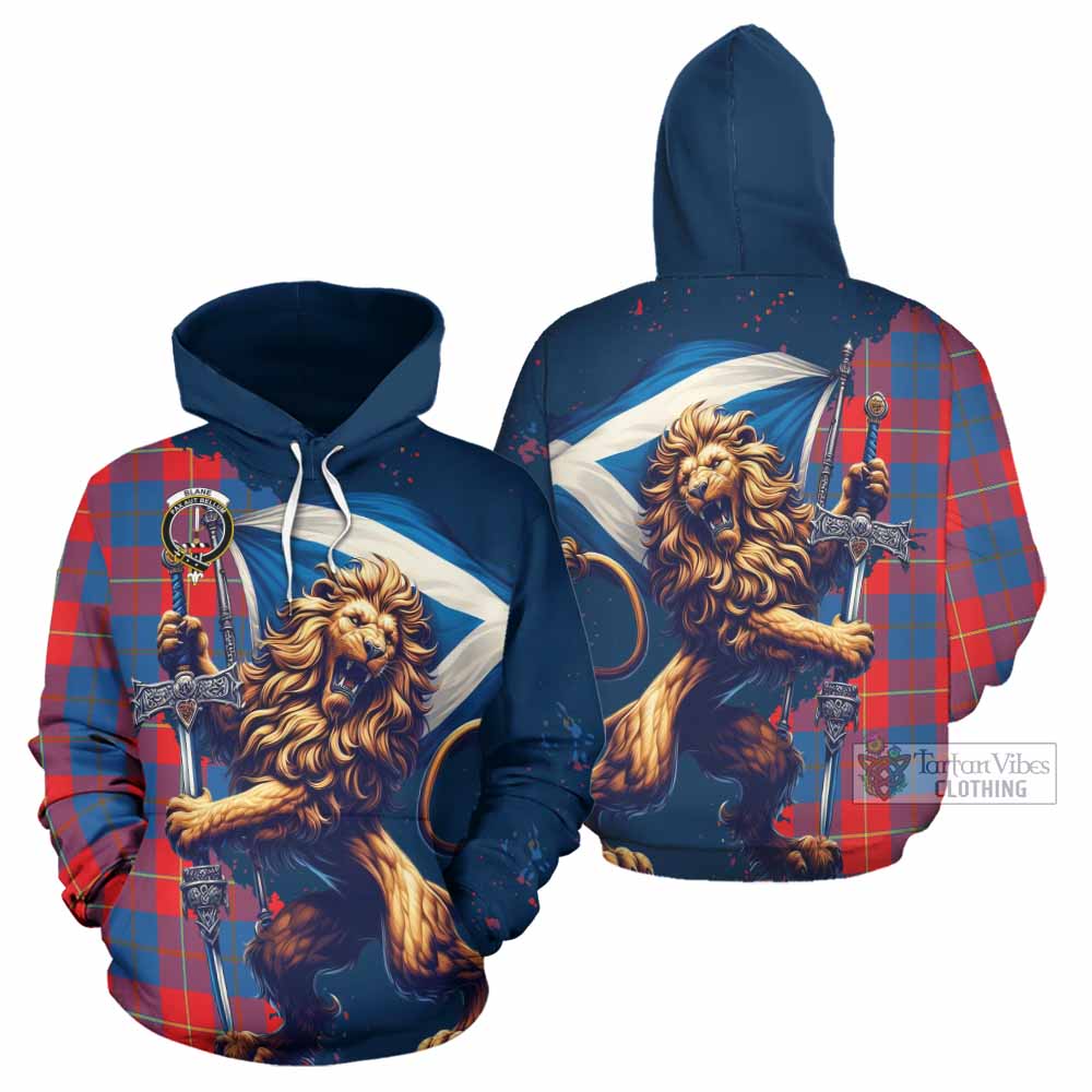 Blane Tartan Family Crest Hoodie with Scottish Majestic Lion