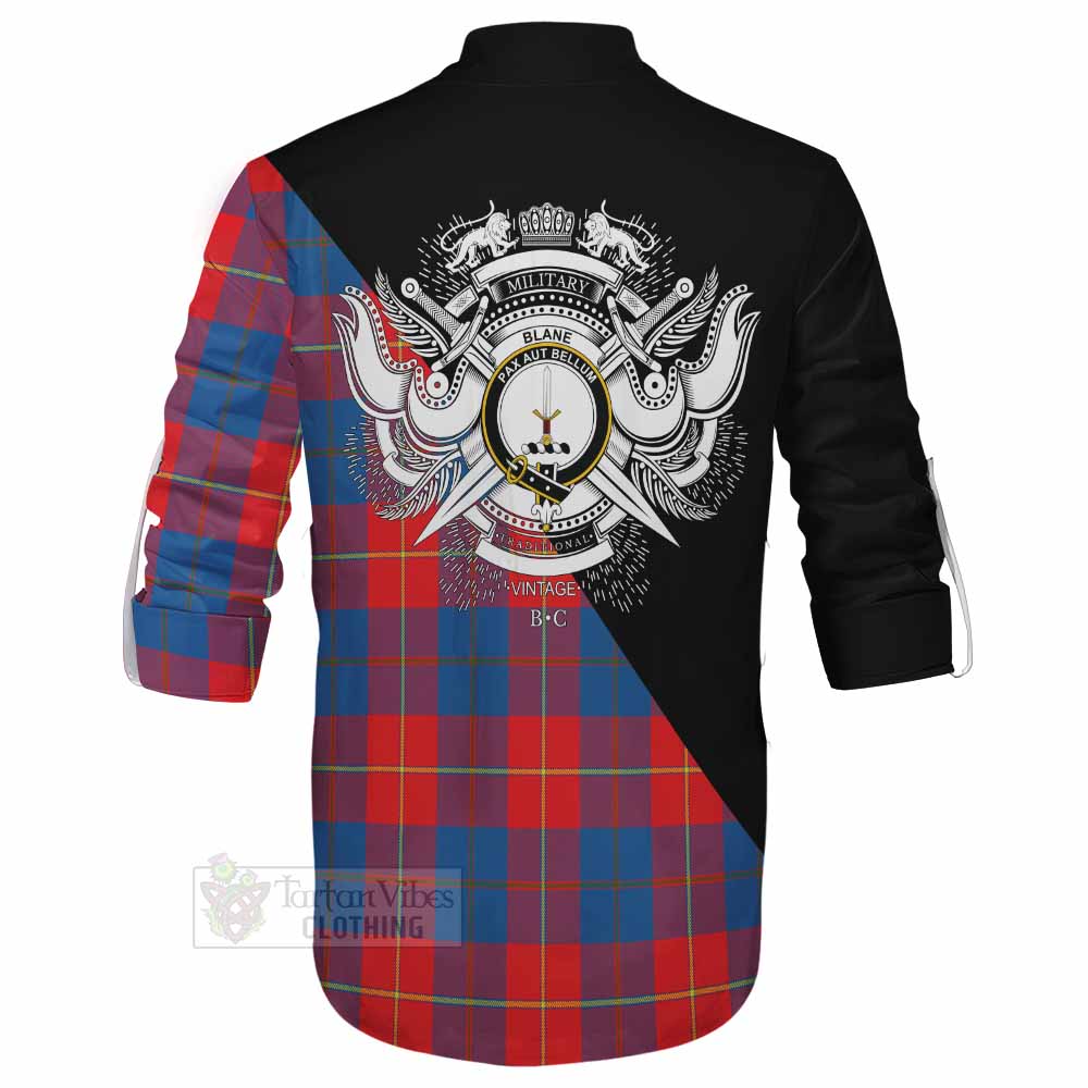 Tartan Vibes Clothing Blane Tartan Ghillie Kilt Shirt with Family Crest and Military Logo Style