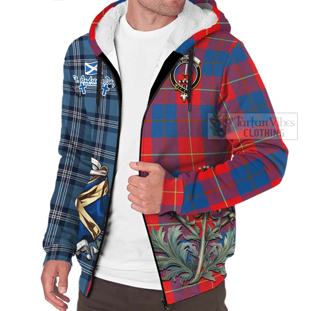 Tartan Vibes Clothing Blane Tartan Sherpa Hoodie Happy St. Andrew's Day Half Tartan Style