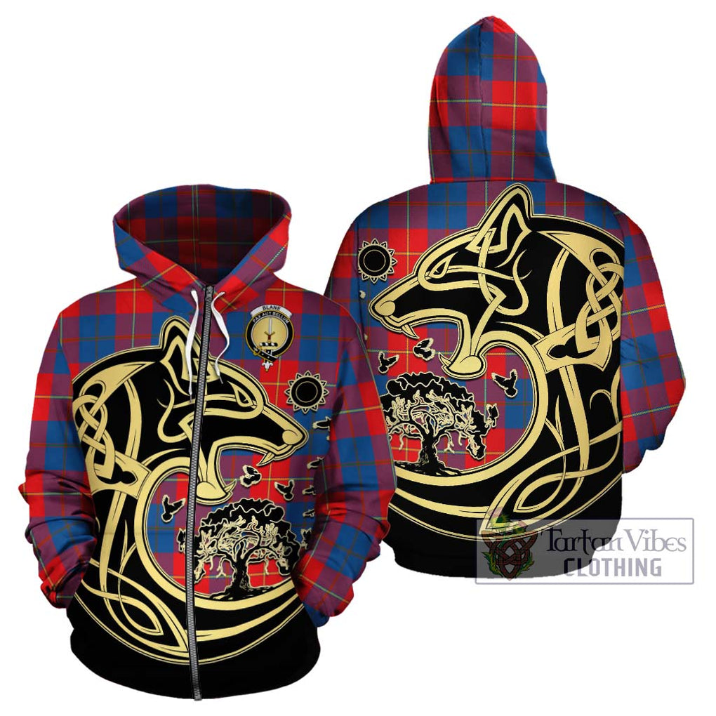 Blane Tartan Hoodie with Family Crest Celtic Wolf Style - Tartan Vibes Clothing