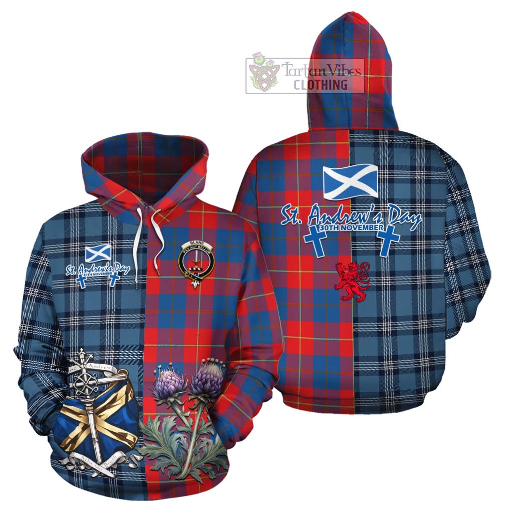 Tartan Vibes Clothing Blane Tartan Cotton Hoodie Happy St. Andrew's Day Half Tartan Style