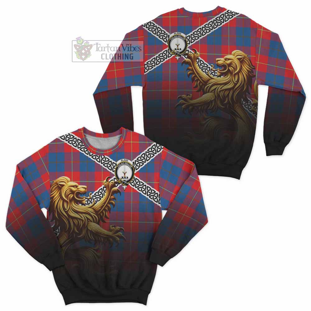 Blane Crest Tartan Sweatshirt with Golden Lion Emblem Celtic Style - Tartan Vibes Clothing