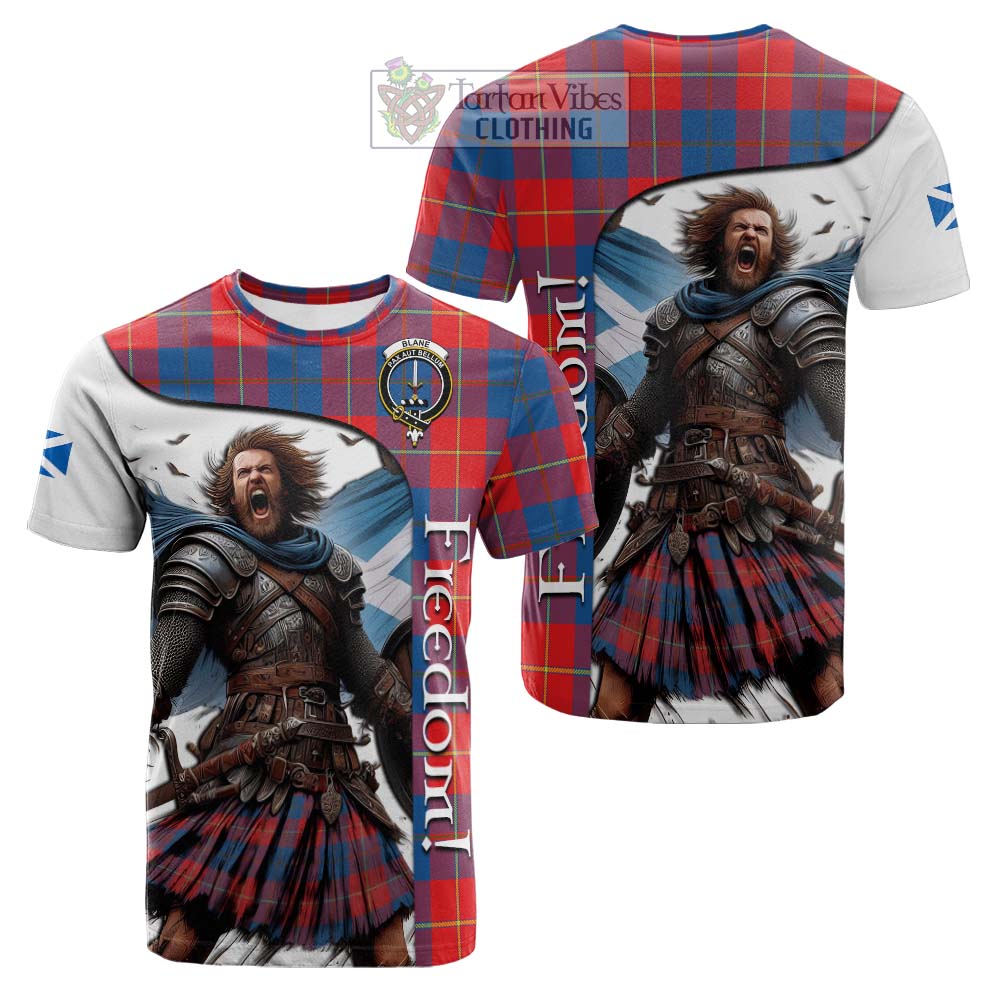 Tartan Vibes Clothing Blane Crest Tartan Cotton T-shirt Inspired by the Freedom of Scottish Warrior