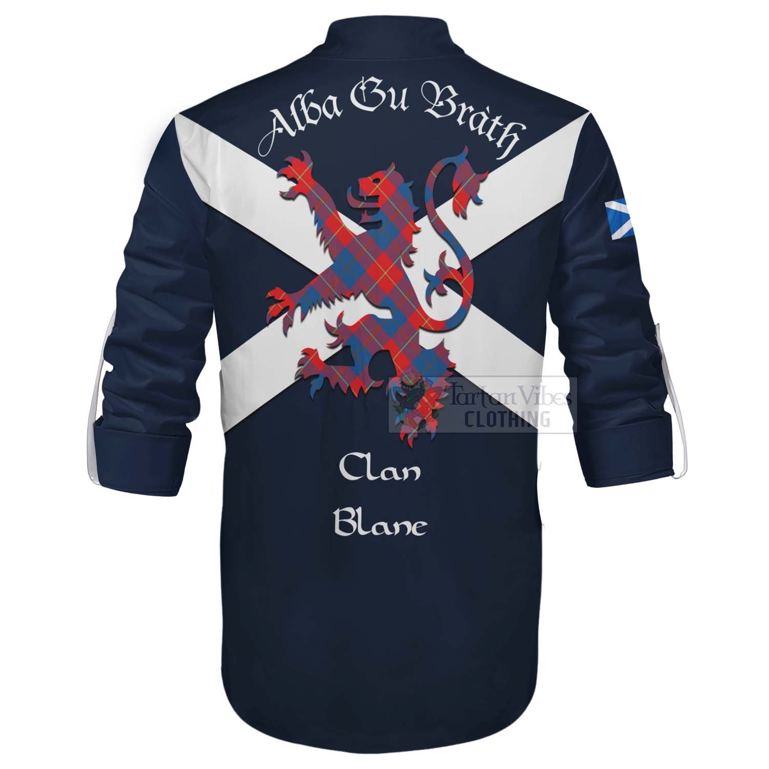 Tartan Vibes Clothing Blane Tartan Lion Rampant Ghillie Kilt Shirt Proudly Display Your Heritage with Alba Gu Brath and Clan Name