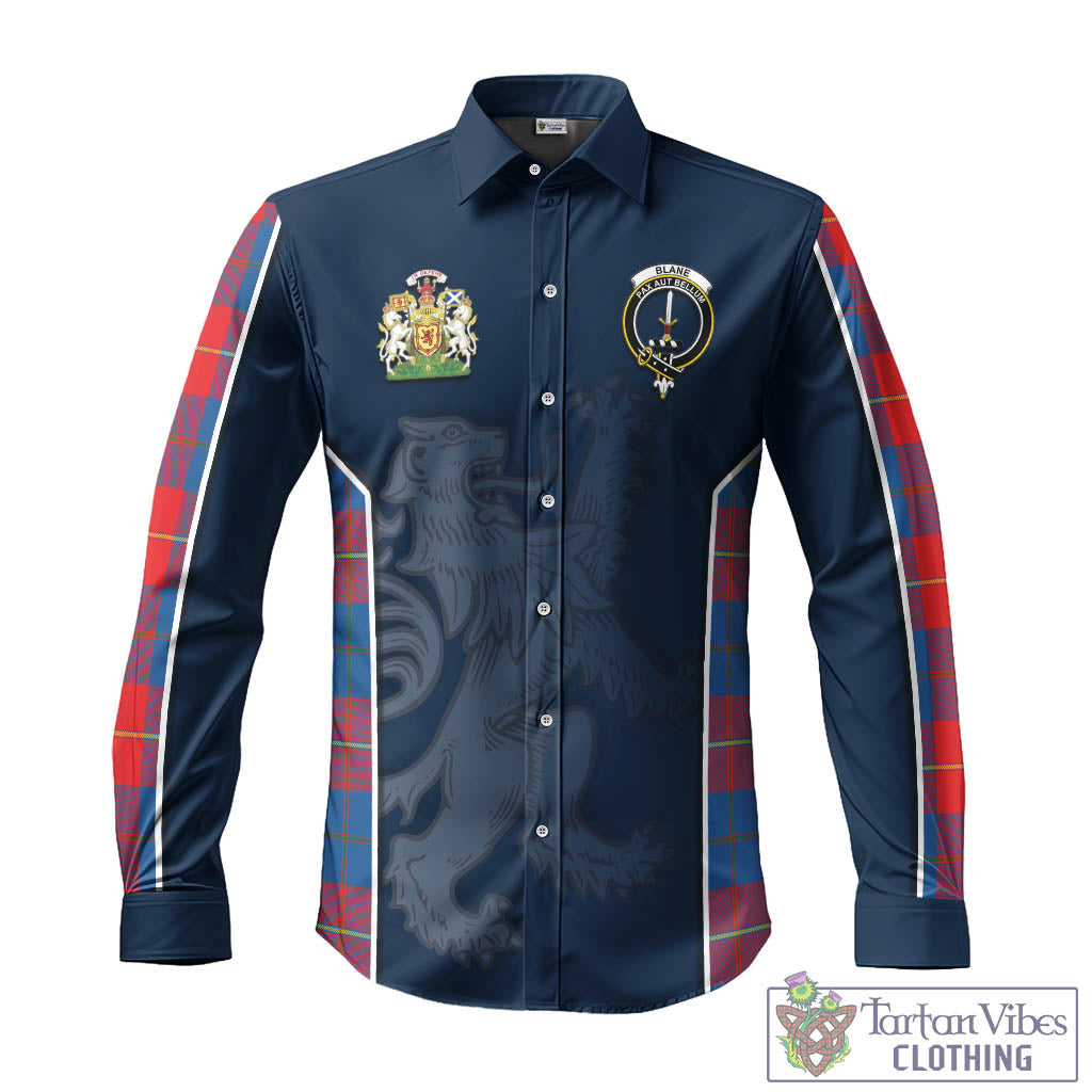 Tartan Vibes Clothing Blane Tartan Long Sleeve Button Up Shirt with Family Crest and Lion Rampant Vibes Sport Style