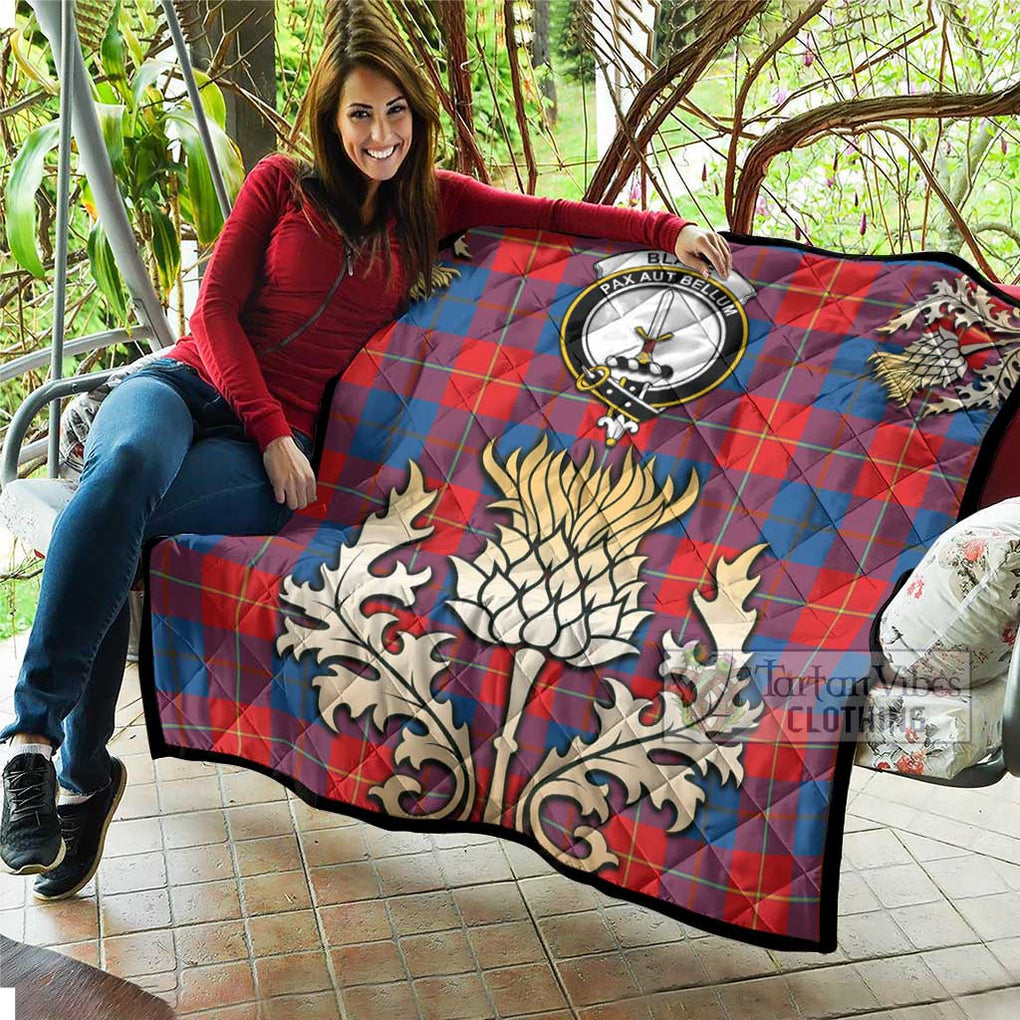 Tartan Vibes Clothing Blane Tartan Quilt with Family Crest and Golden Thistle Style