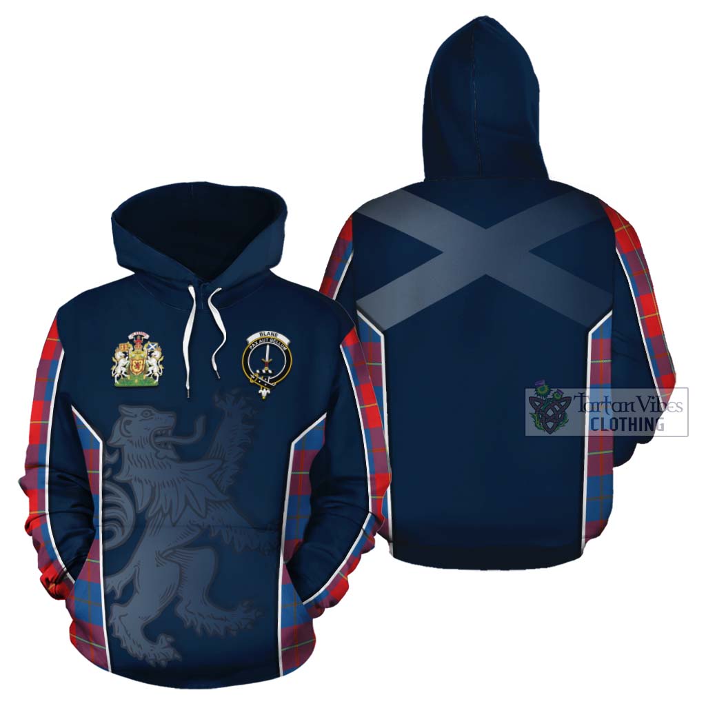 Tartan Vibes Clothing Blane Tartan Cotton Hoodie with Family Crest and Lion Rampant Vibes Sport Style