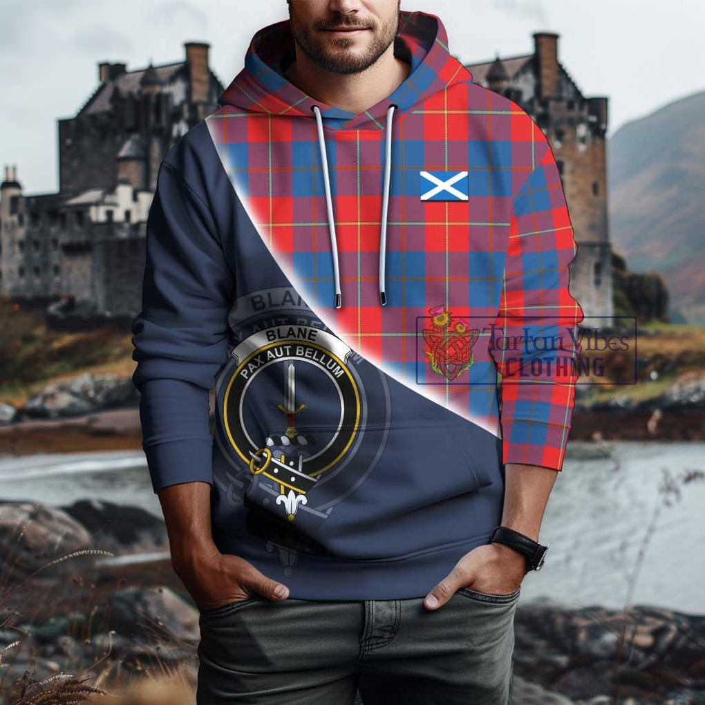 Blane Tartan Hoodie with Personalised National Flag and Family Crest Half Style - Tartanvibesclothing Shop