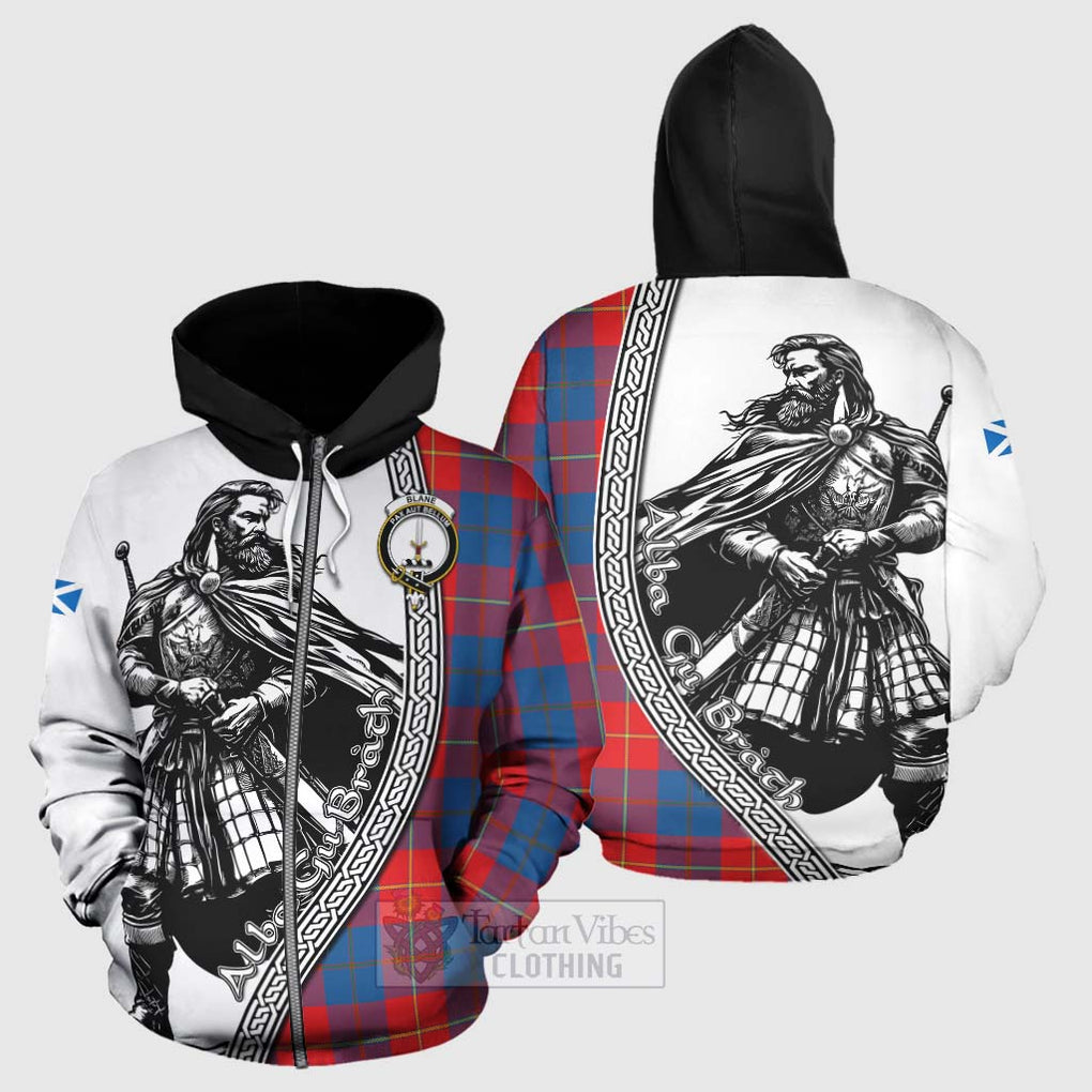 Tartan Vibes Clothing Blane Tartan Clan Crest Hoodie with Highlander Warrior Celtic Style