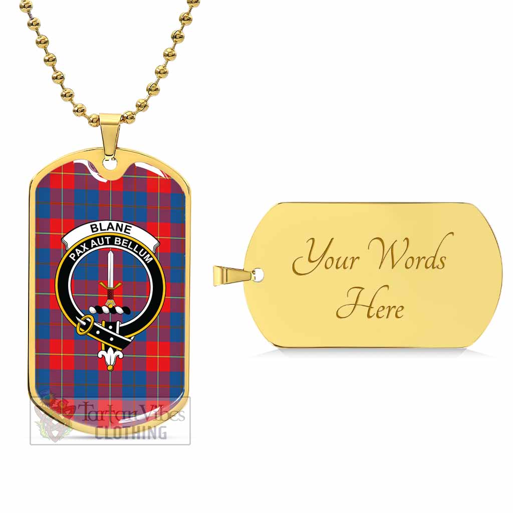 Tartan Vibes Clothing Blane Tartan Dog Tag Necklace with Family Crest