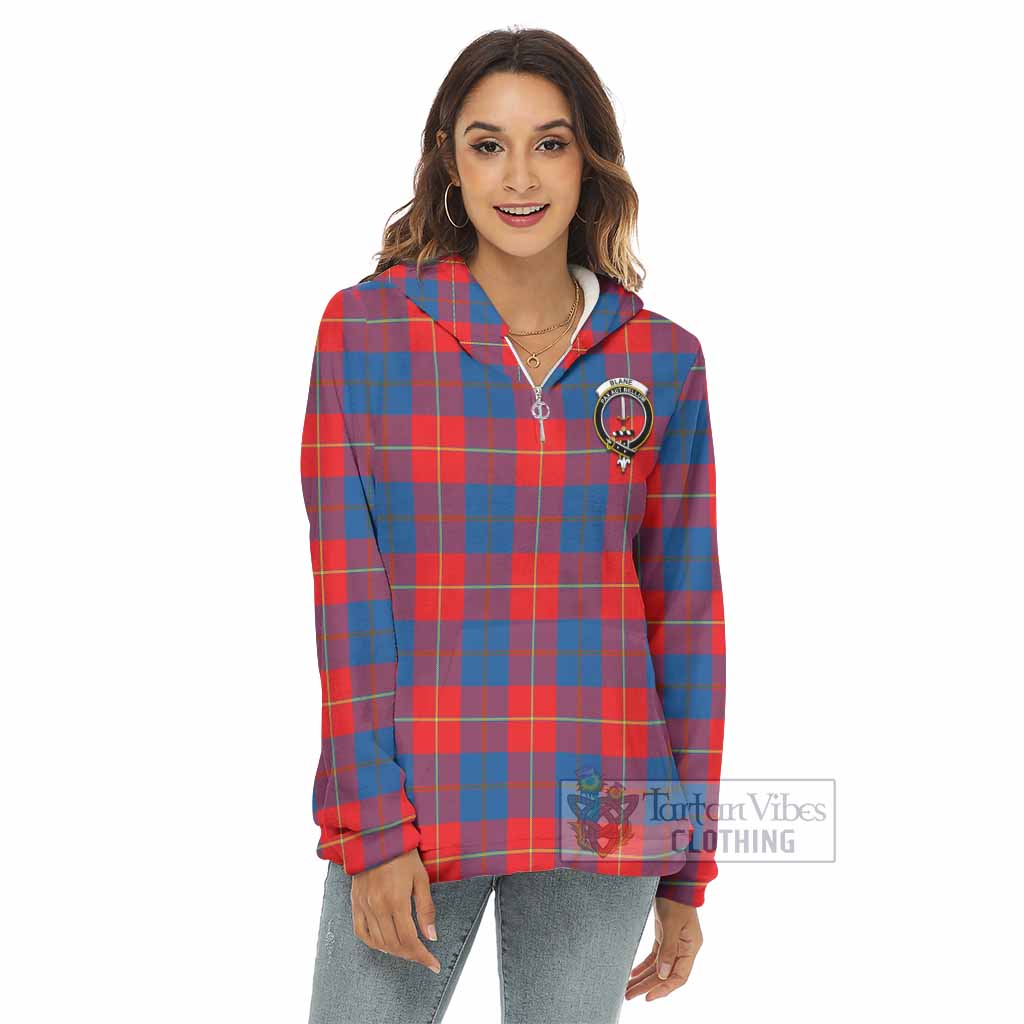 Tartan Vibes Clothing Blane Tartan Crest Women's Borg  Half Zip Fleece Hoodie