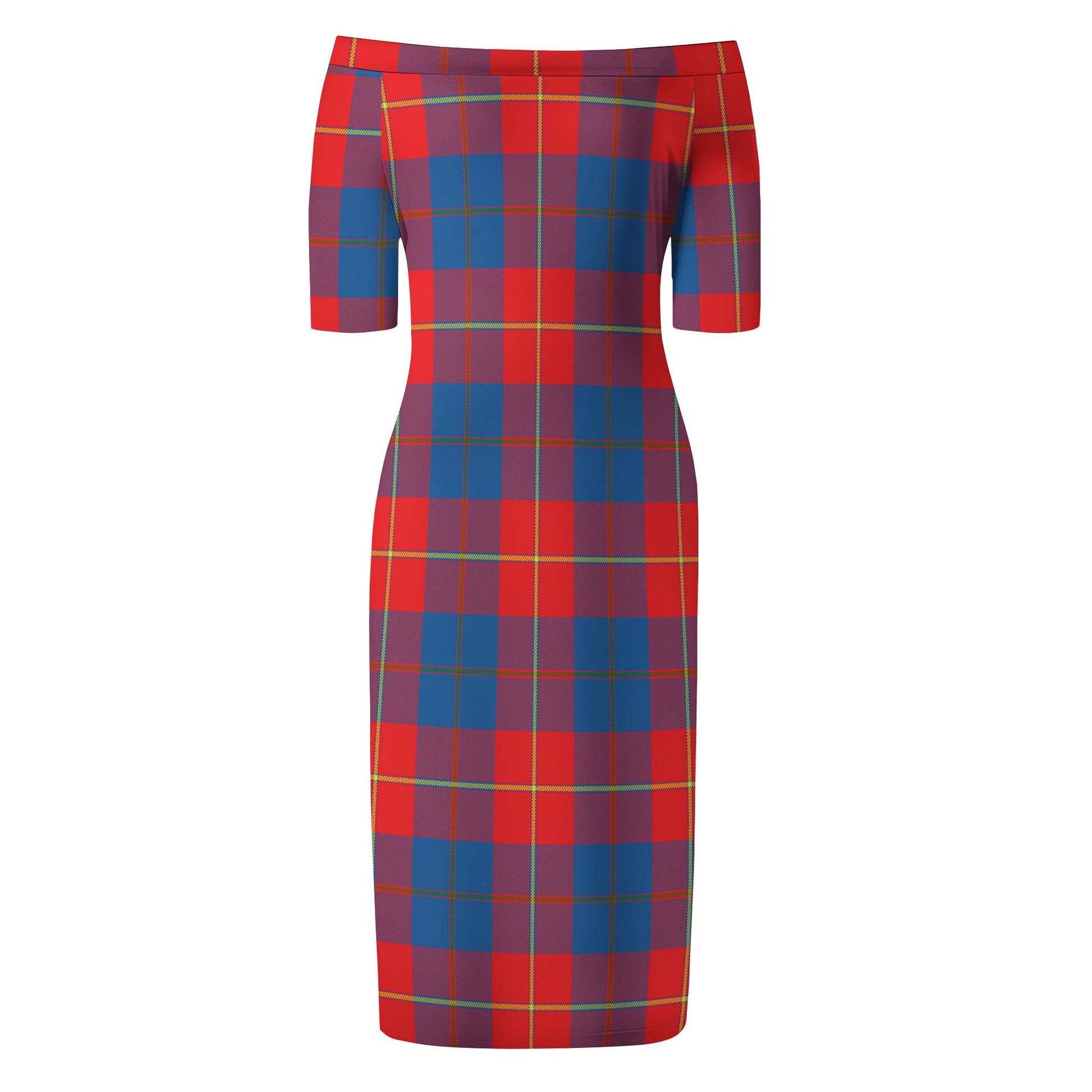 Blane Tartan Off Shoulder Lady Dress - Tartanvibesclothing