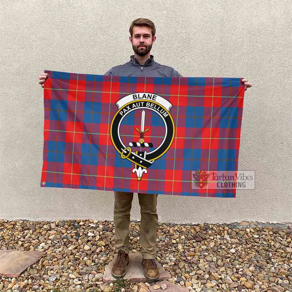 Tartan Vibes Clothing Blane Tartan House Flag with Family Crest