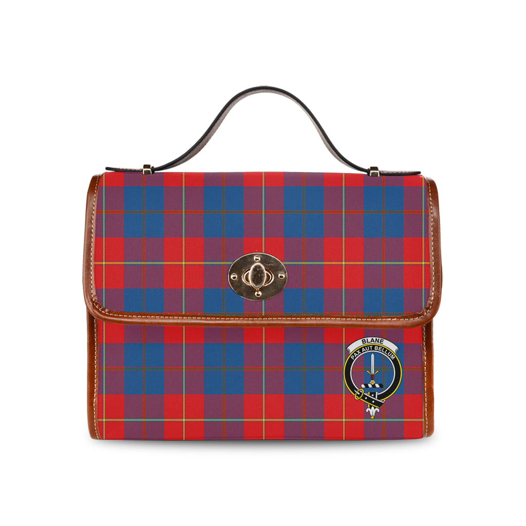 Blane Tartan Leather Strap Waterproof Canvas Bag with Family Crest - Tartanvibesclothing