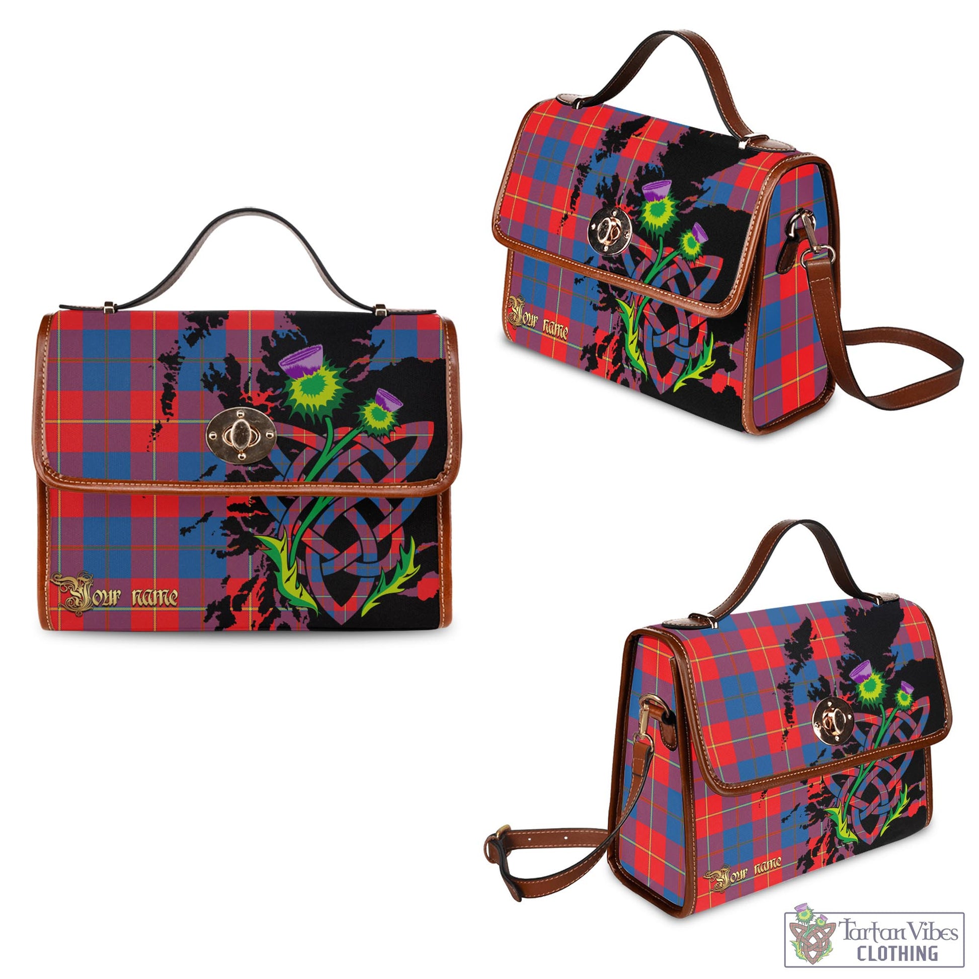 Tartan Vibes Clothing Blane Tartan Waterproof Canvas Bag with Scotland Map and Thistle Celtic Accents