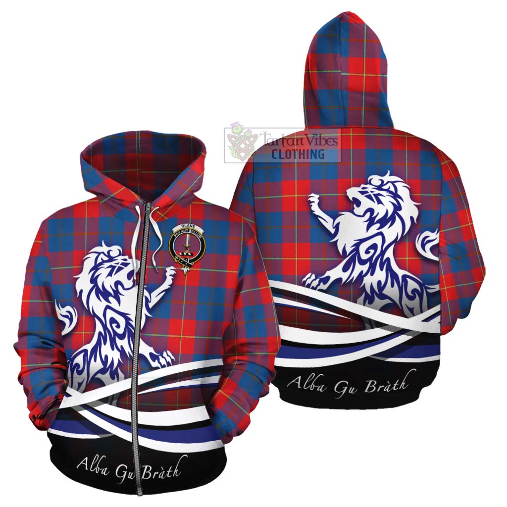 Tartan Vibes Clothing Blane Tartan Cotton Hoodie with Alba Gu Brath Regal Lion Emblem