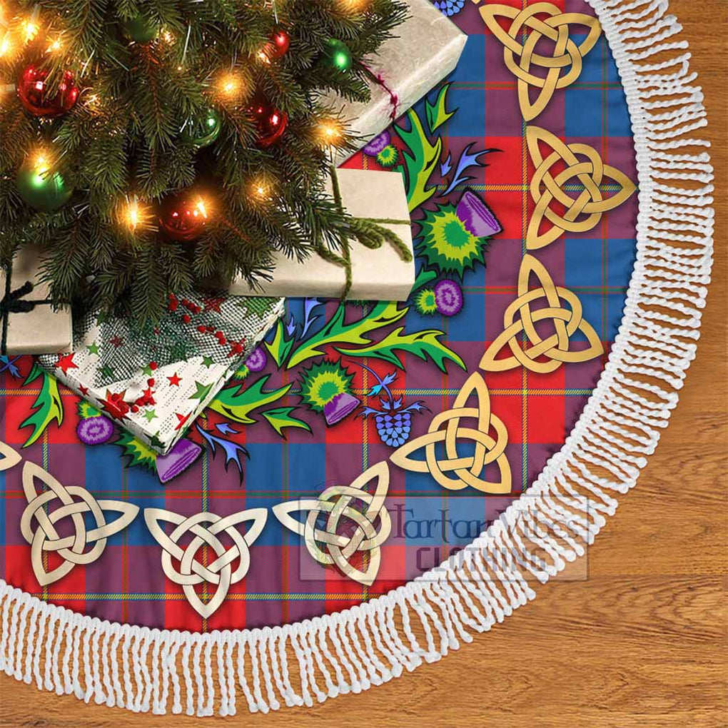 Tartan Vibes Clothing Blane Tartan Christmas Tree Skirt with Thistle Celtic Knot Style