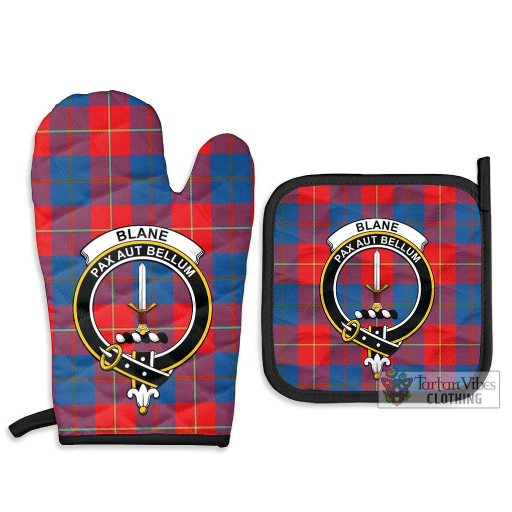 Blane Tartan Combo Oven Mitt & Pot-Holder with Family Crest Combo 1 Oven Mitt & 2 Pot-Holder Black - Tartan Vibes Clothing