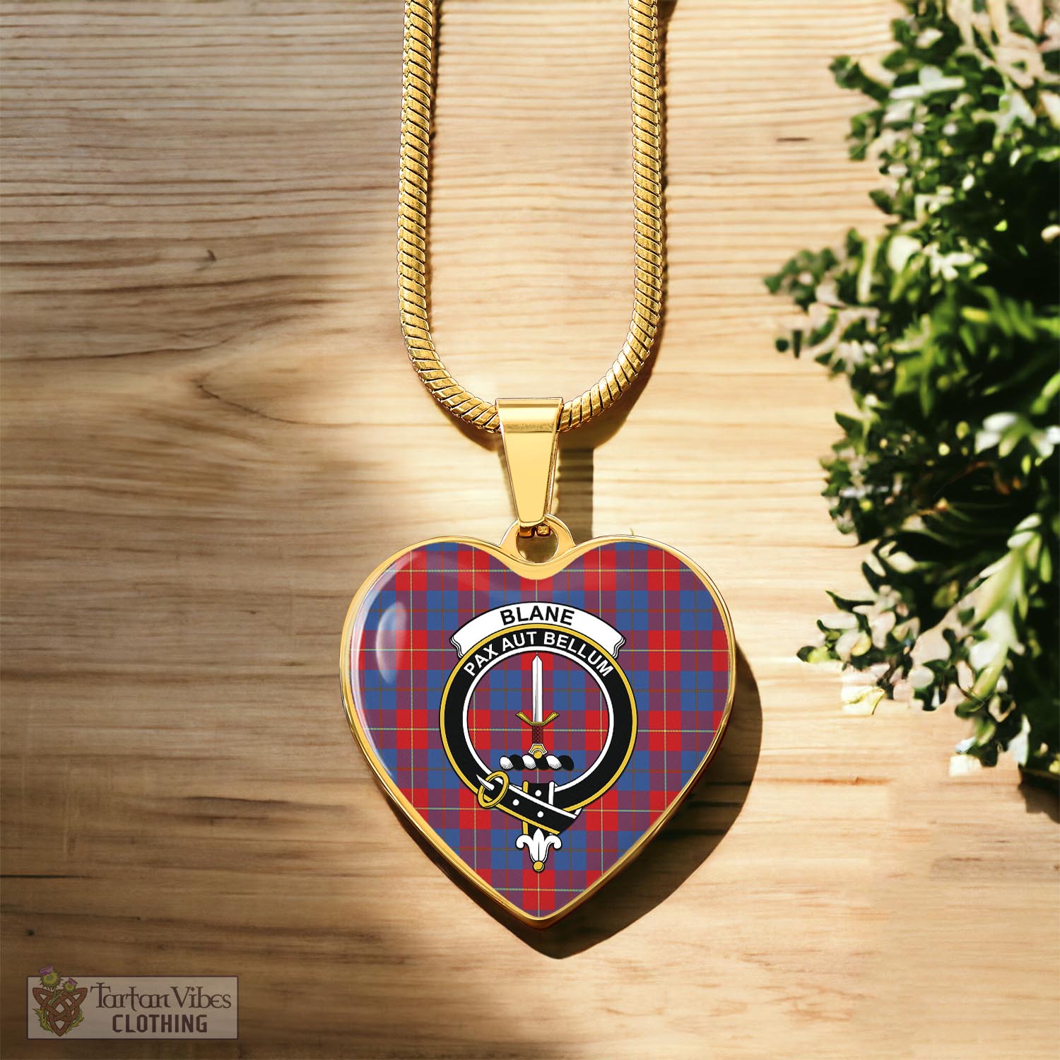 Tartan Vibes Clothing Blane Tartan Heart Necklace with Family Crest