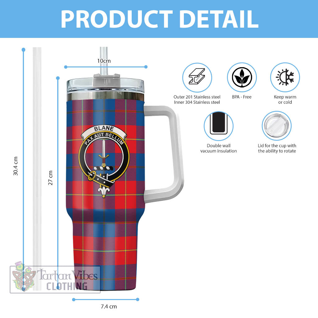 Tartan Vibes Clothing Blane Tartan and Family Crest Tumbler with Handle