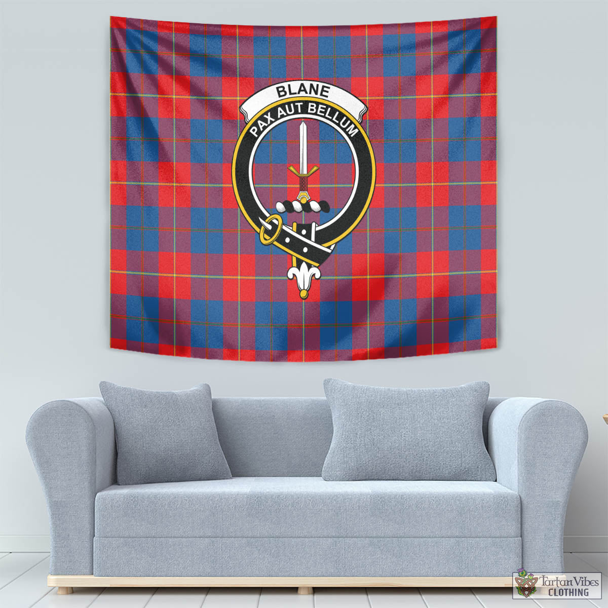 Tartan Vibes Clothing Blane Tartan Tapestry Wall Hanging and Home Decor for Room with Family Crest