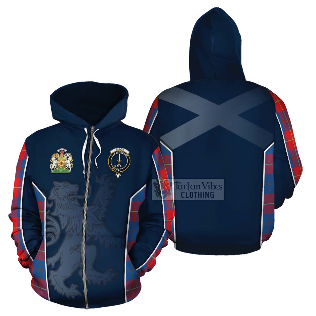 Tartan Vibes Clothing Blane Tartan Cotton Hoodie with Family Crest and Lion Rampant Vibes Sport Style