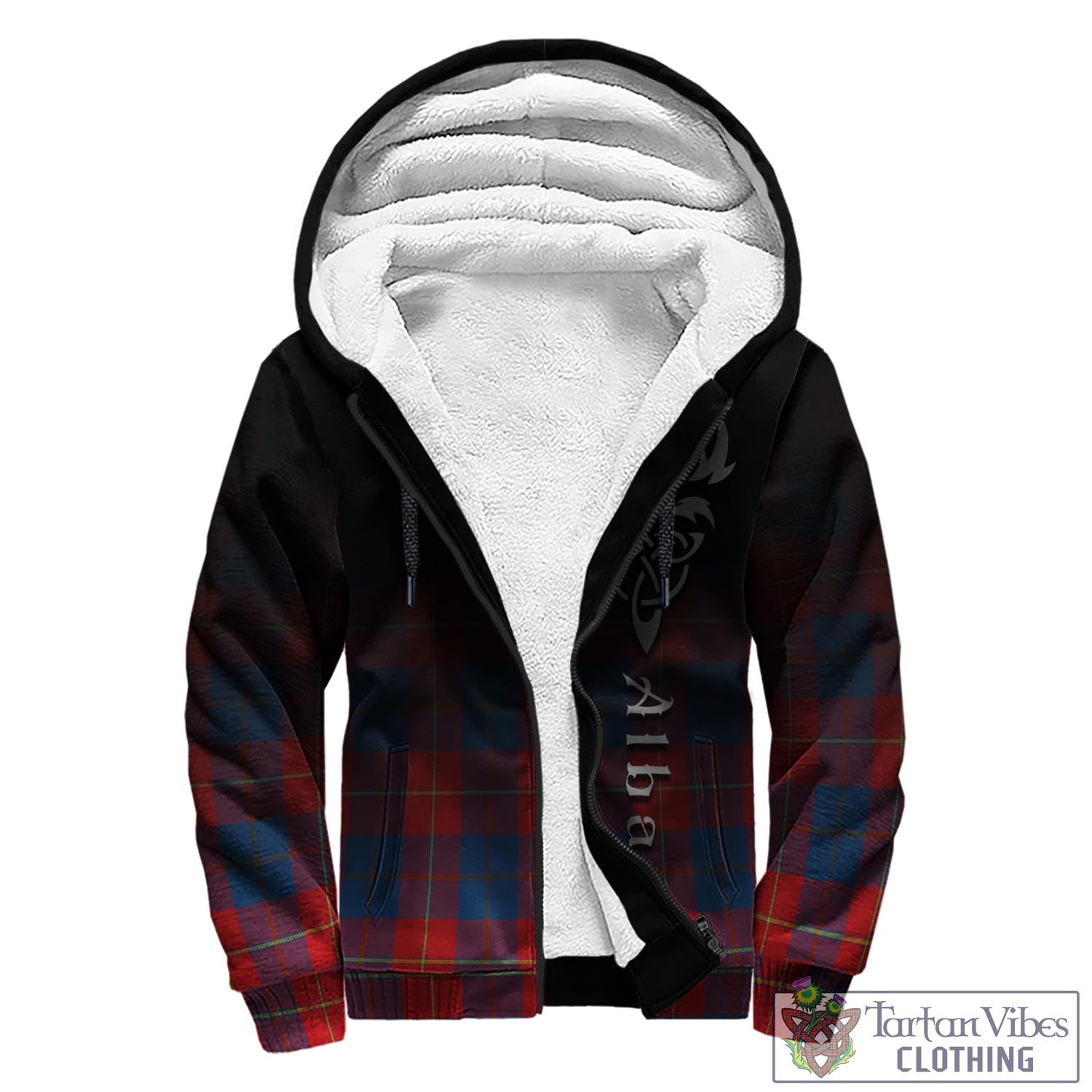 Tartan Vibes Clothing Blane Tartan Sherpa Hoodie Featuring Alba Gu Brath Family Crest Celtic Inspired