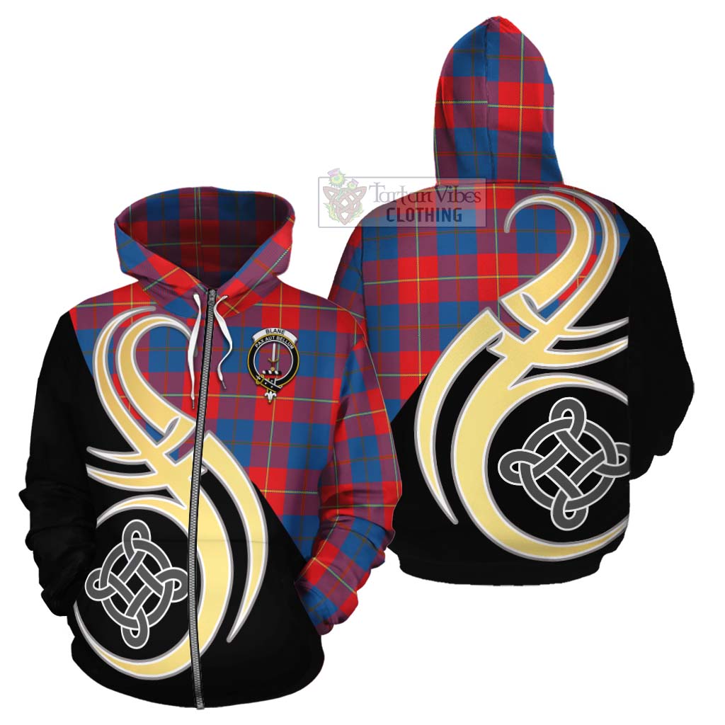 Tartan Vibes Clothing Blane Tartan Cotton Hoodie with Family Crest and Celtic Symbol Style