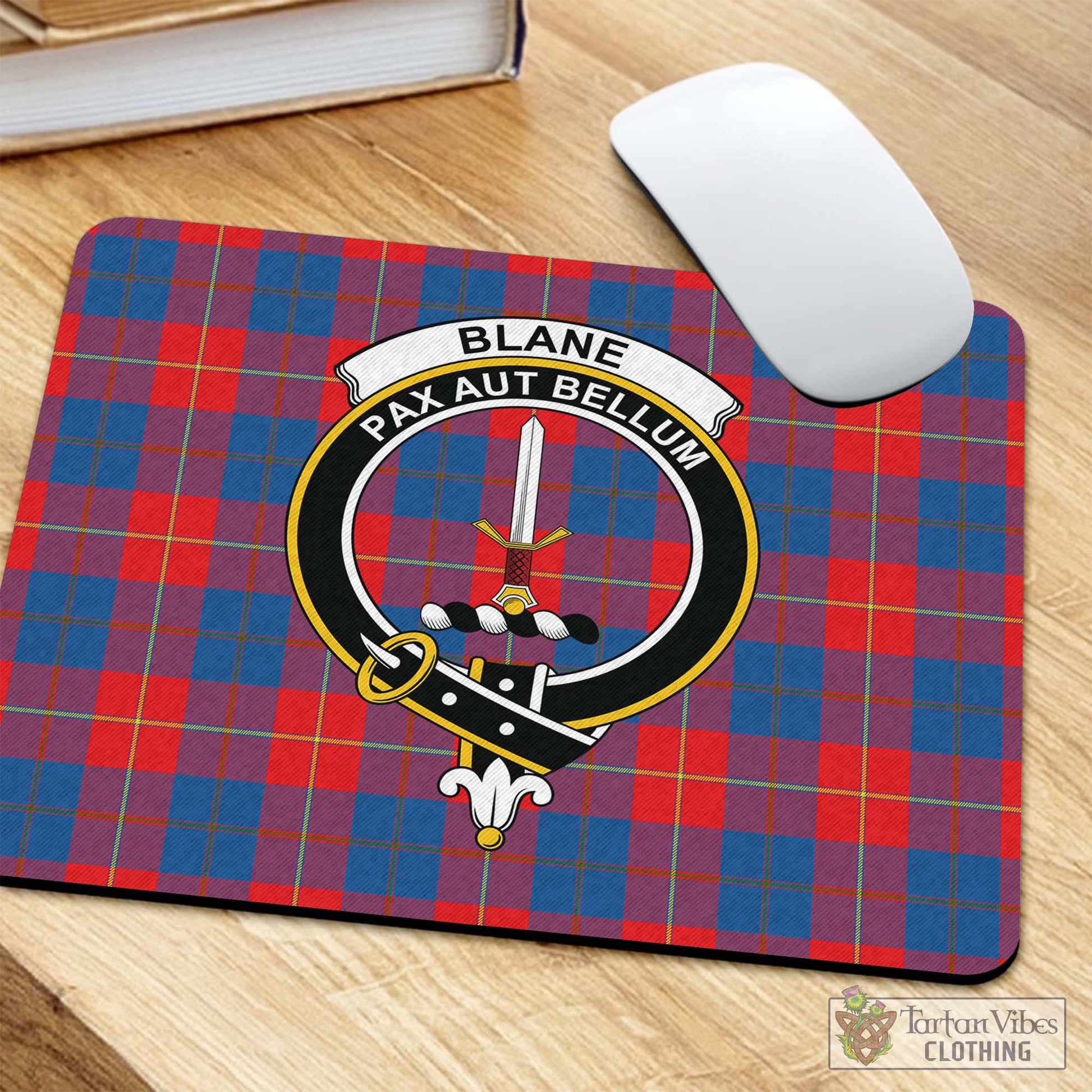 Tartan Vibes Clothing Blane Tartan Mouse Pad with Family Crest