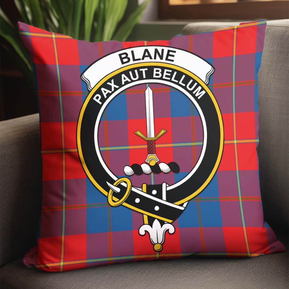 Blane Tartan Pillow Cover with Family Crest - Tartanvibesclothing