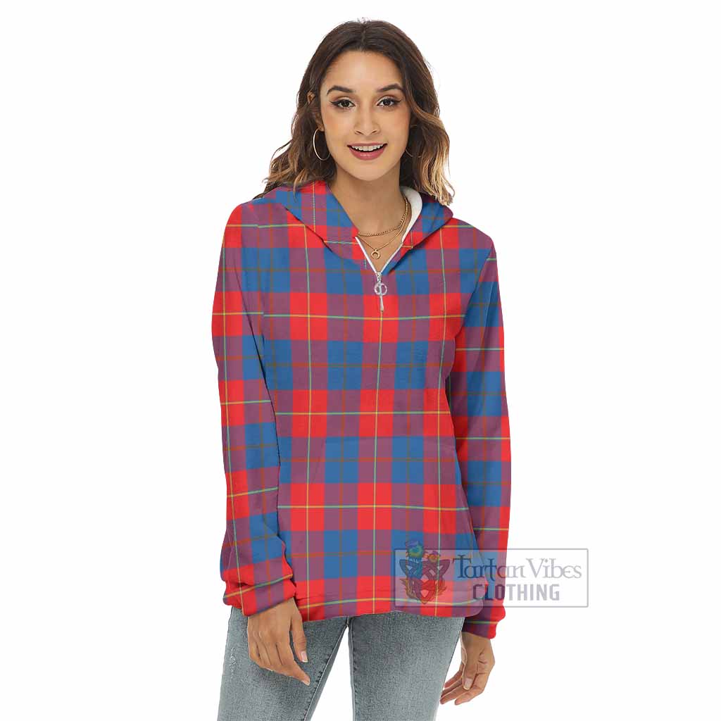 Tartan Vibes Clothing Blane Tartan Women's Borg  Half Zip Fleece Hoodie