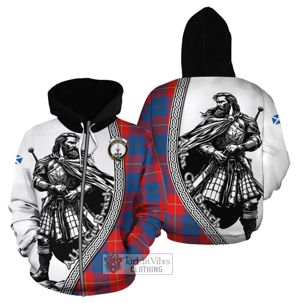 Tartan Vibes Clothing Blane Tartan Clan Crest Cotton Hoodie with Highlander Warrior Celtic Style