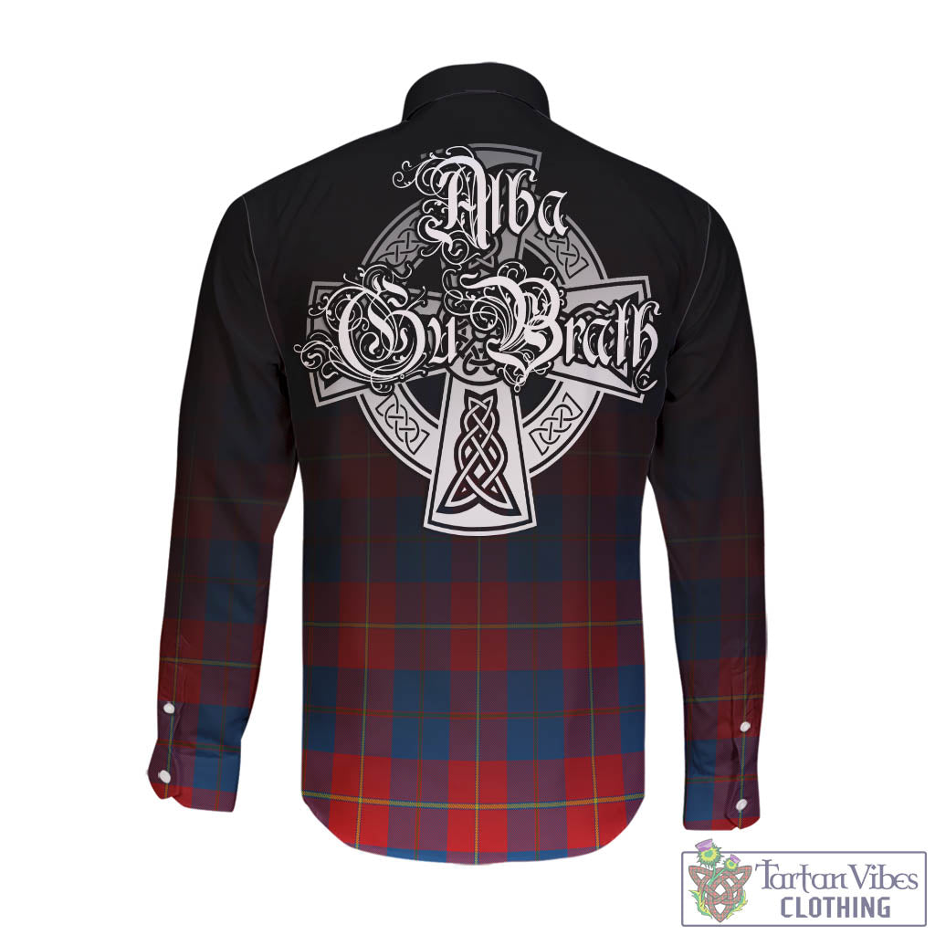 Tartan Vibes Clothing Blane Tartan Long Sleeve Button Up Featuring Alba Gu Brath Family Crest Celtic Inspired