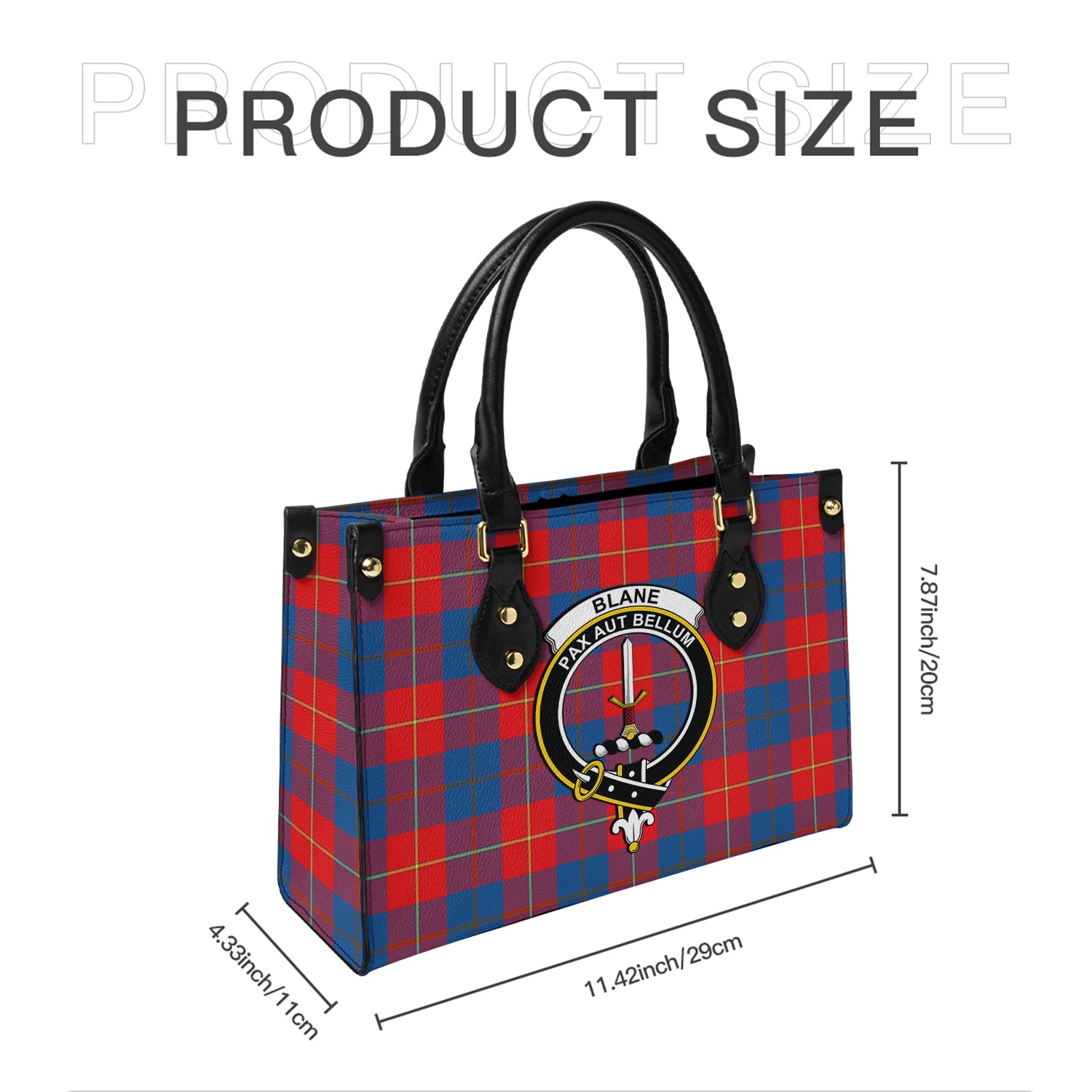 Blane Tartan Leather Bag with Family Crest - Tartanvibesclothing