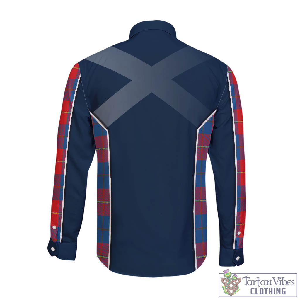 Tartan Vibes Clothing Blane Tartan Long Sleeve Button Up Shirt with Family Crest and Scottish Thistle Vibes Sport Style