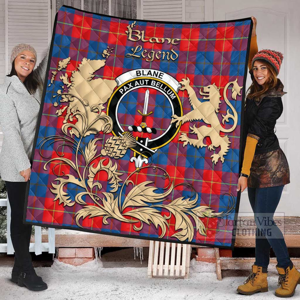 Tartan Vibes Clothing Blane Tartan Quilt with Family Crest and Scottish Symbol Style