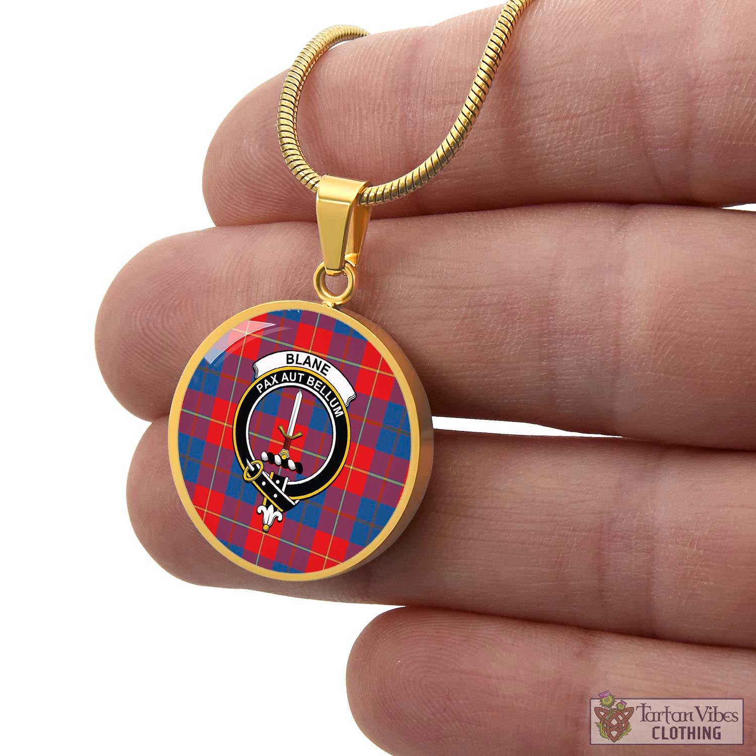 Tartan Vibes Clothing Blane Tartan Circle Necklace with Family Crest