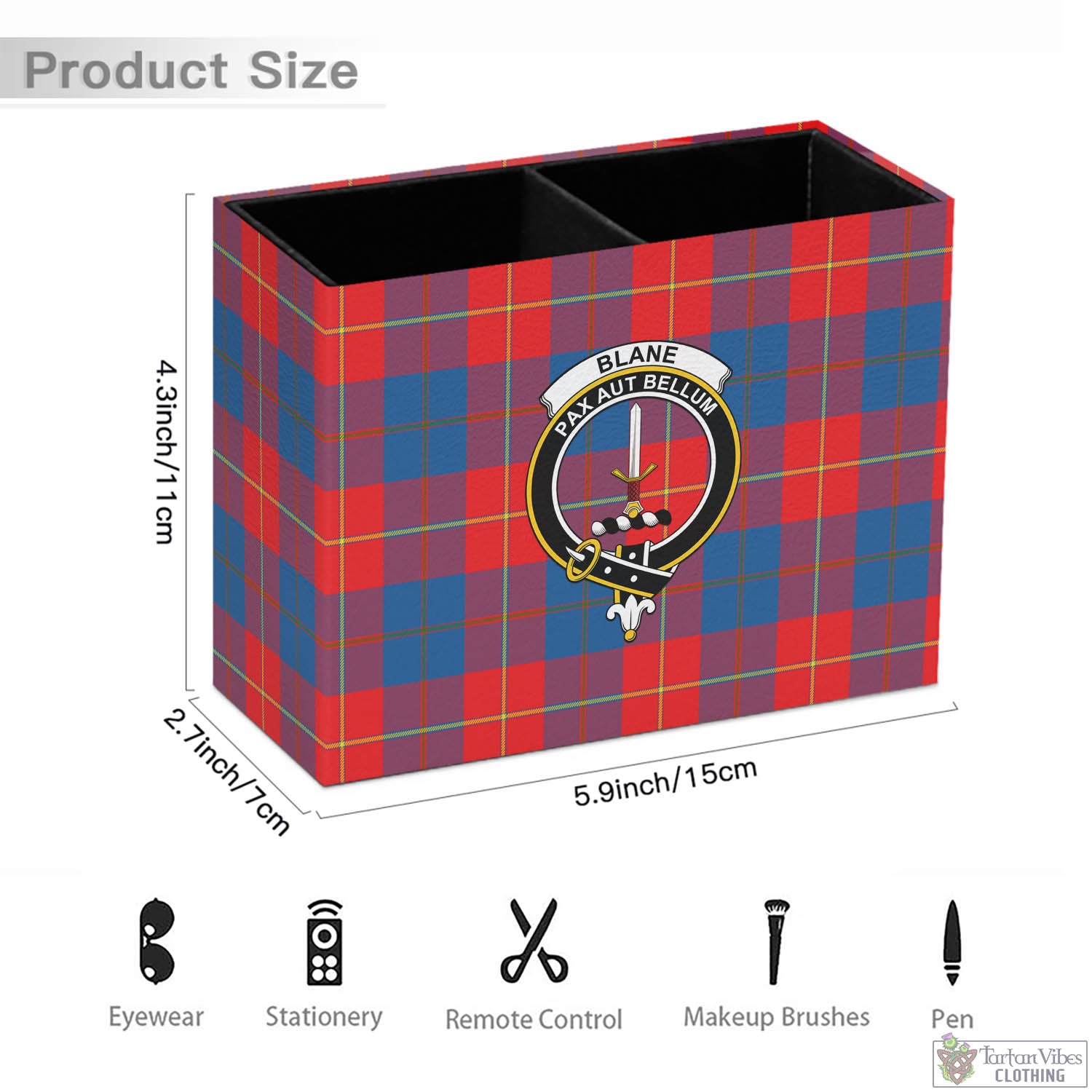 Tartan Vibes Clothing Blane Tartan Pen Holder with Family Crest